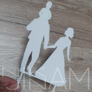 Dortový zápich Pár s dítětem na ramenou